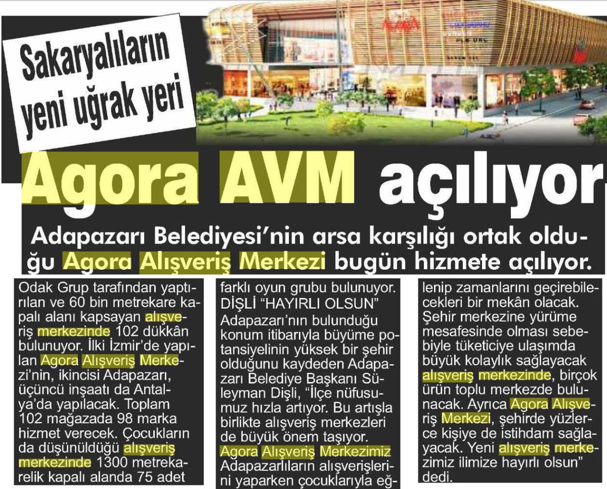 AGORA AVM İZMİR'DEN SONRA SAKARYA'DA!