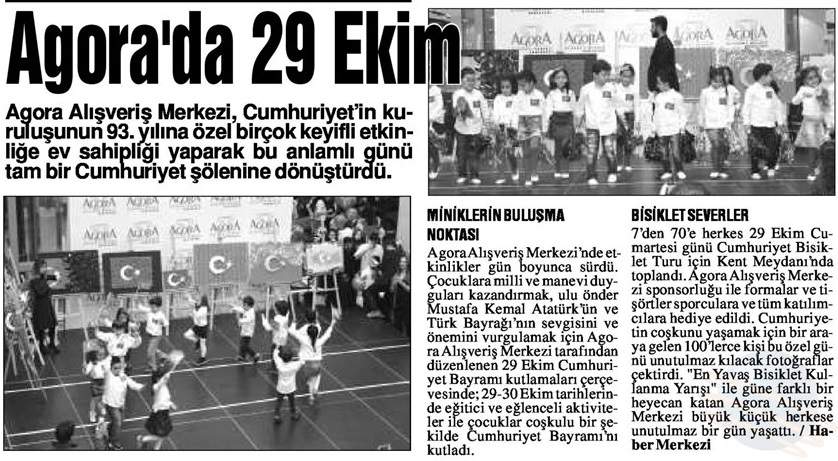 29 EKİM CUMHURİYET BAYRAMI AGORA ALIŞVERİŞ MERKEZİ’NDE COŞKUYLA KUTLANDI!