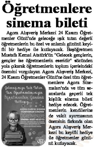 ÖĞRETMENLER, AGORA ALIŞVERİŞ MERKEZİ’NE TEŞEKKÜR ETTİ!