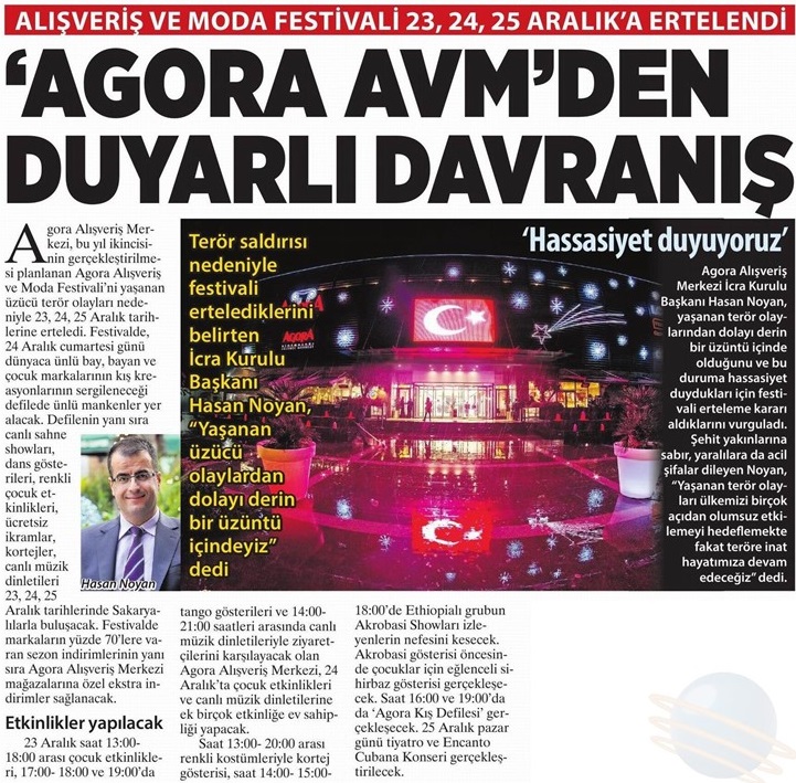 AGORA ALIŞVERİŞ MERKEZİ’NDEN DUYARLI DAVRANIŞ