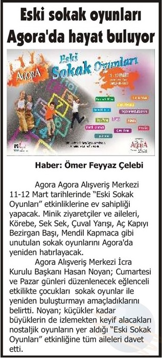 ESKİ SOKAK OYUNLARI AGORA ALIŞVERİŞ MERKEZİ’NDE YENİDEN HATIRLANACAK!