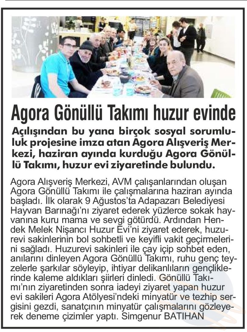 AGORA GÖNÜLLÜ TAKIMI'NDAN HUZUR EVİ ZİYARETİ!