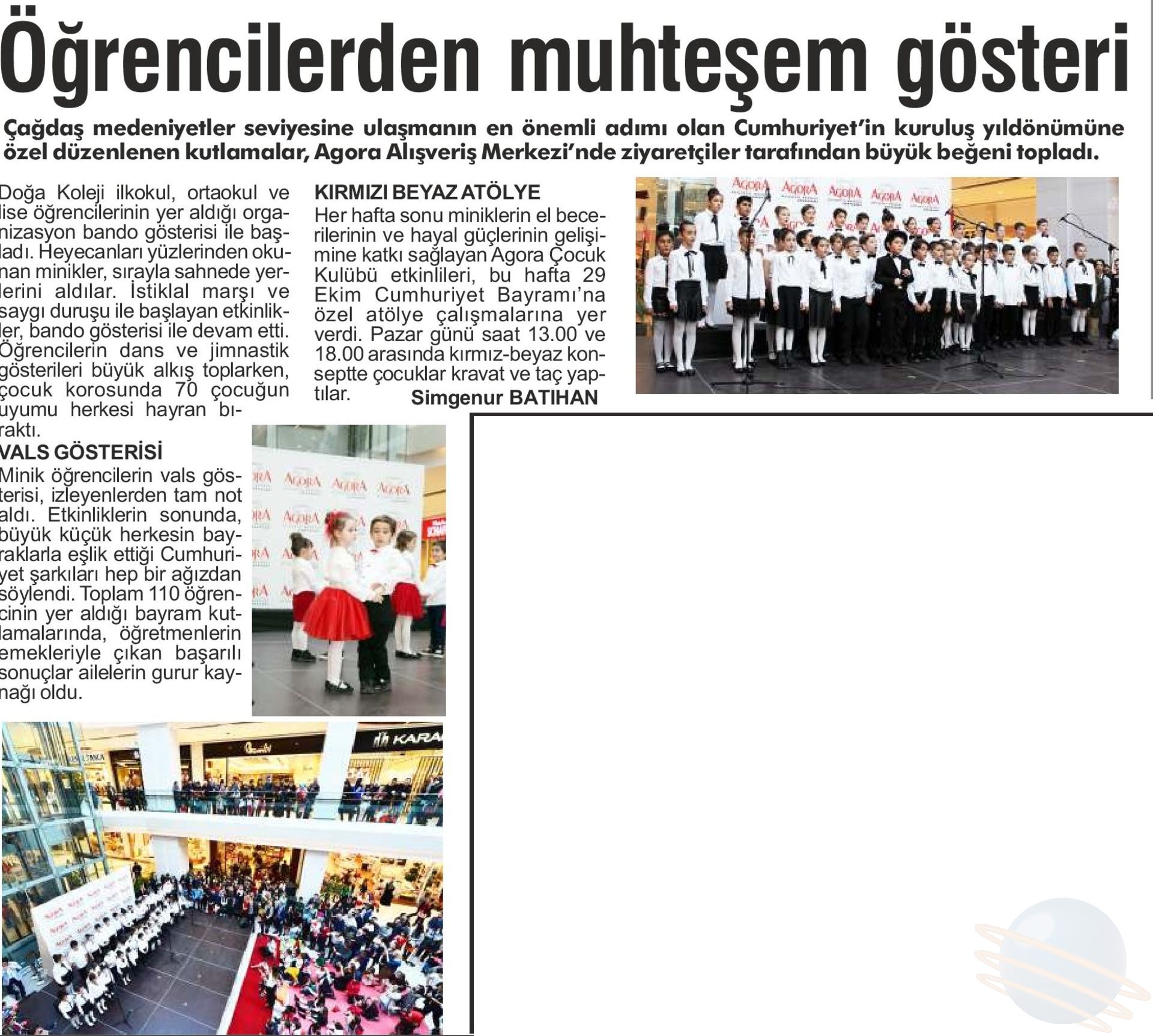 ÖĞRENCİLERDEN CUMHURİYET BAYRAMI İÇİN ANLAMLI GÖSTERİ