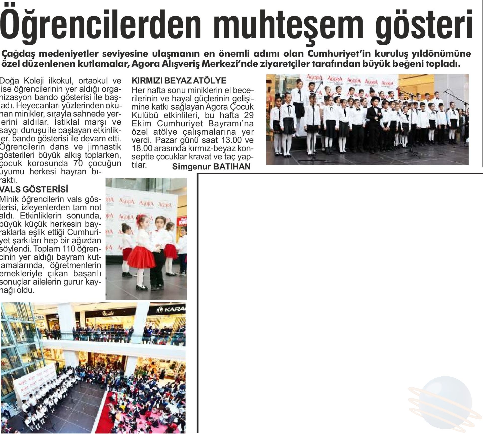 ÖĞRENCİLERDEN CUMHURİYET BAYRAMI İÇİN ANLAMLI GÖSTERİ