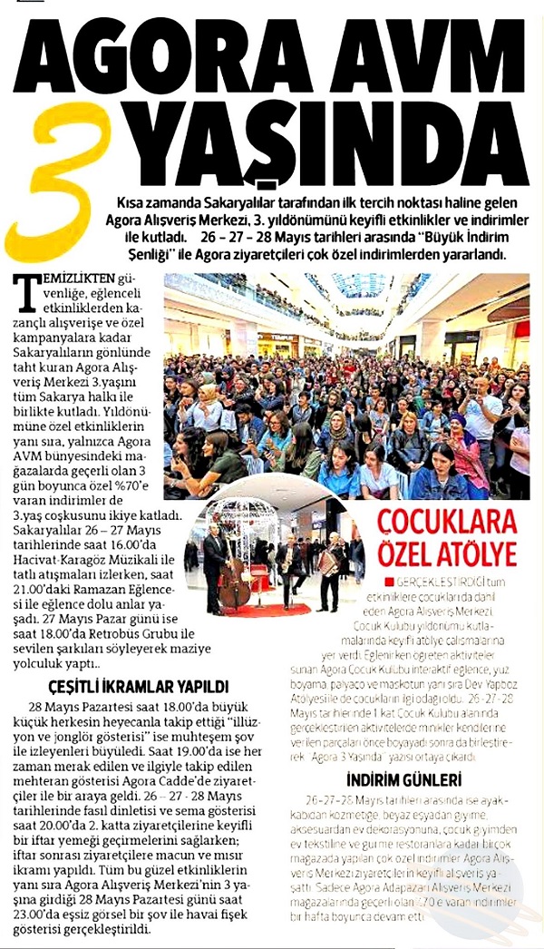 AGORA AVM 3 YAŞINDA 